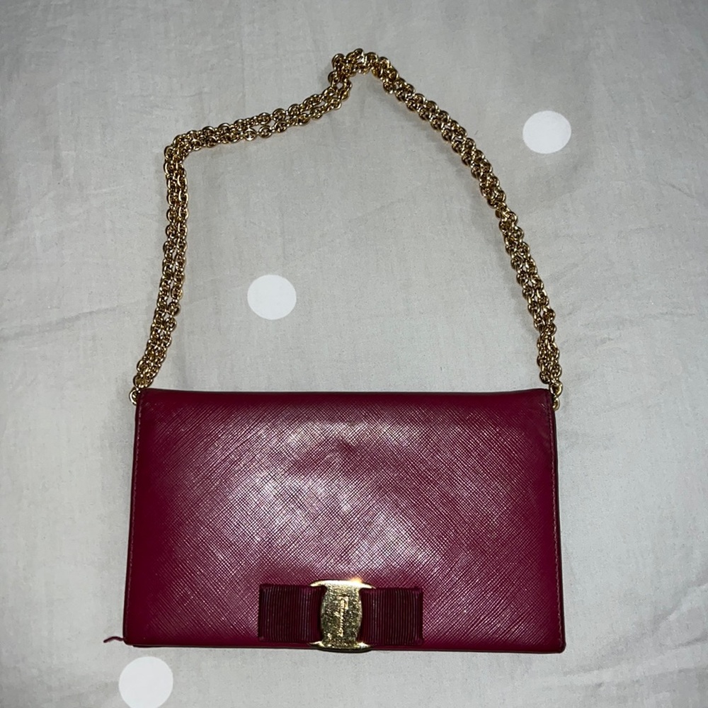 Salvatore Ferragamo wine Wallet on a chain